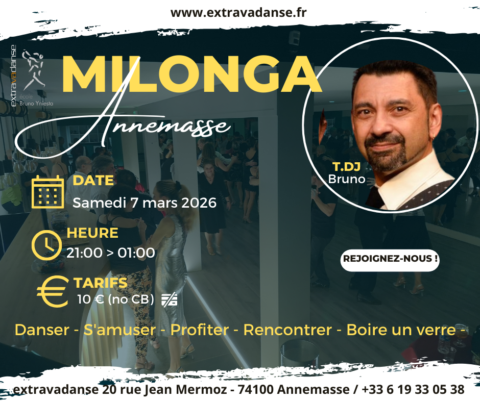 Milonga mensuelle samedi 7 mars 2026