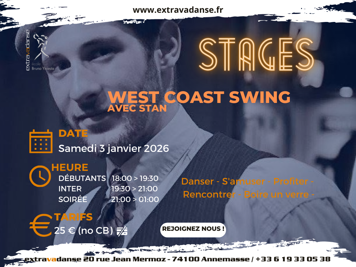 Stages WCS/Rock & soirées&nbsp;: Samedi 3 janvier et toutes les dates à venir